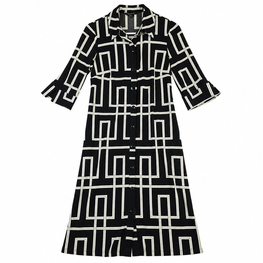 White House Black Market Women's Size 2 Black White Geometric Dress